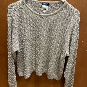 Women's Beige Cable Knit Sweater